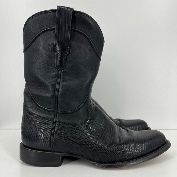 Tecovas The Nash Men's Size 8.5 D Lizard Western Midnight Black Cowboy Boots - Picture 1 of 10